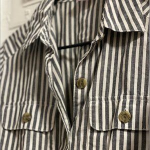 Button-up 3-Quarter Sleeve Striped Shirt